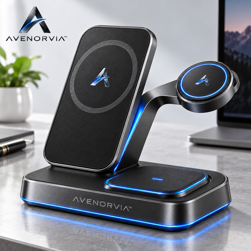 Avenorvia™ Multi-Device Charging Station – 5-in-1 Desktop Charging Hub for Phones, Watches, Earbuds & Everyday Electronics