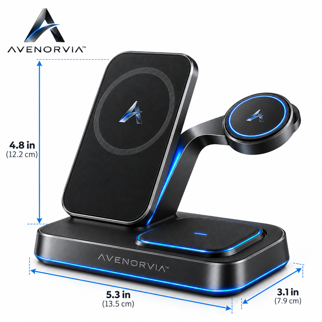 Avenorvia™ Multi-Device Charging Station – 5-in-1 Desktop Charging Hub for Phones, Watches, Earbuds & Everyday Electronics