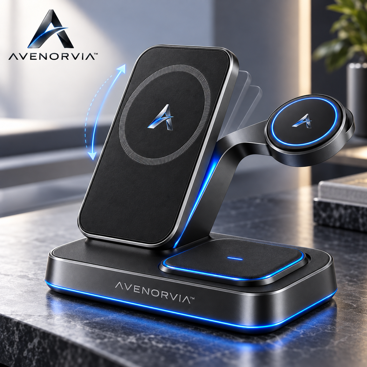 Avenorvia™ Multi-Device Charging Station – 5-in-1 Desktop Charging Hub for Phones, Watches, Earbuds & Everyday Electronics
