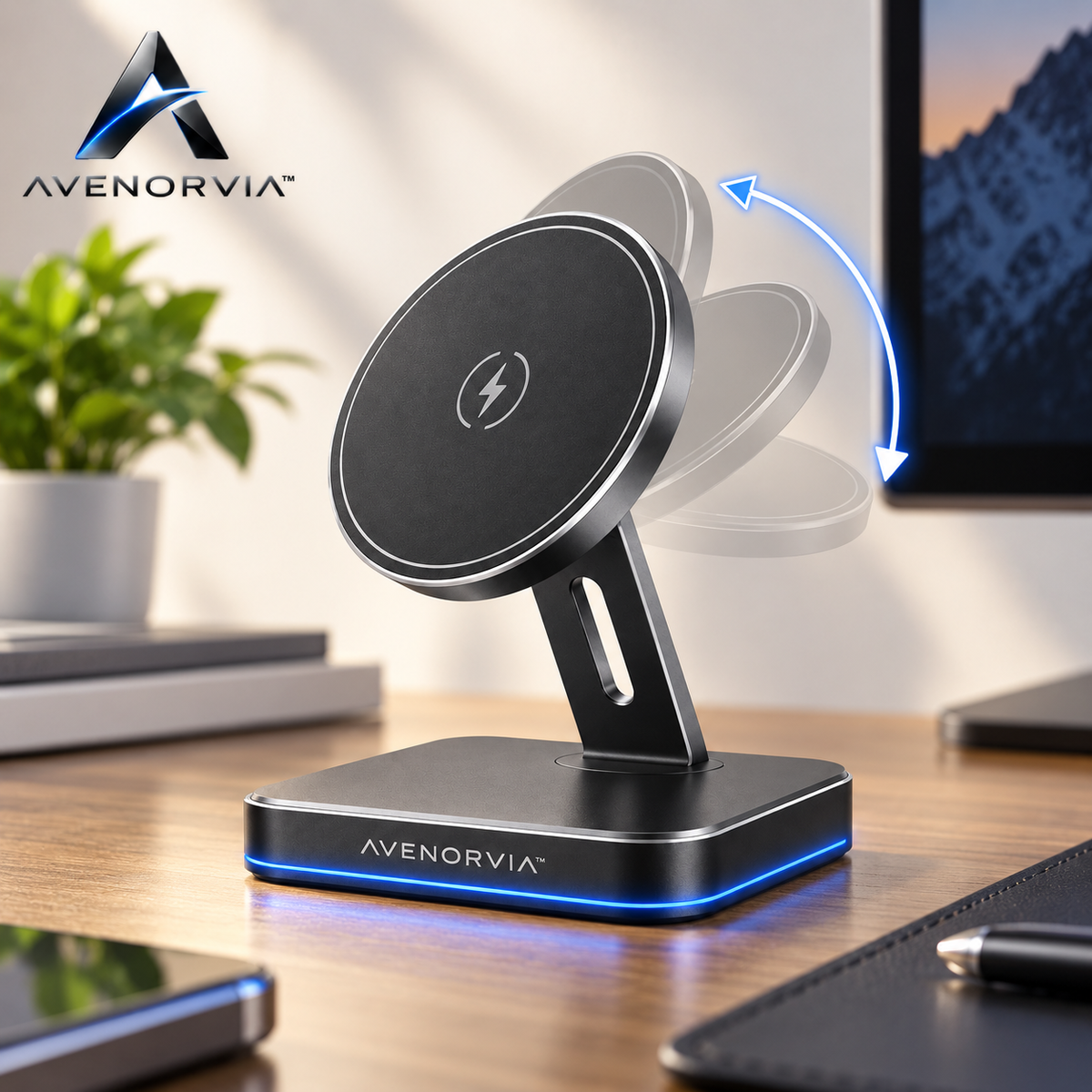 Avenorvia™ 15W Slim Wireless Charging Pad – Fast Desktop Charger for Phones, Earbuds & Everyday Devices