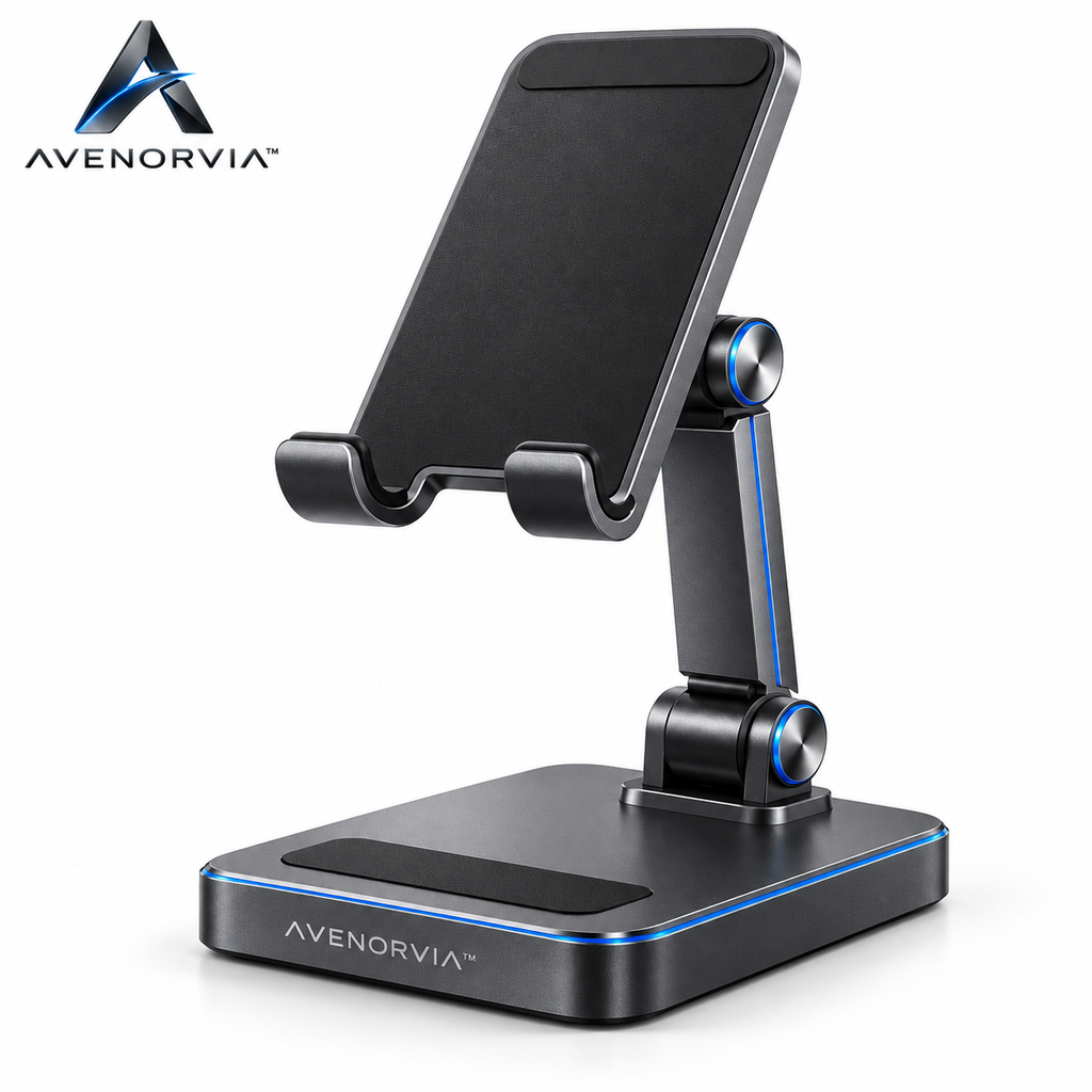 Avenorvia™ Adjustable Foldable Phone Stand – Multi-Angle Desktop Holder for Work, Video Calls, Streaming & Everyday Viewing
