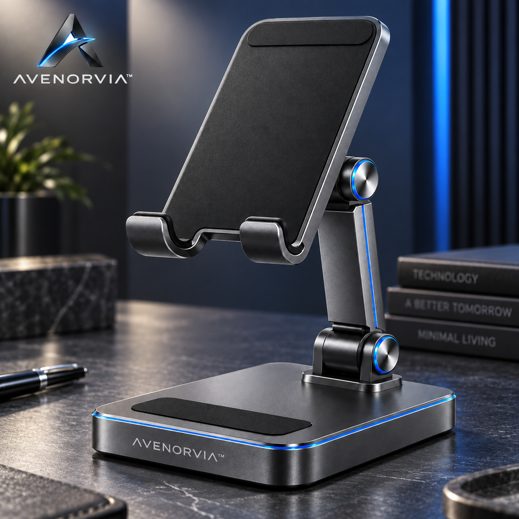 Avenorvia™ Adjustable Foldable Phone Stand – Multi-Angle Desktop Holder for Work, Video Calls, Streaming & Everyday Viewing