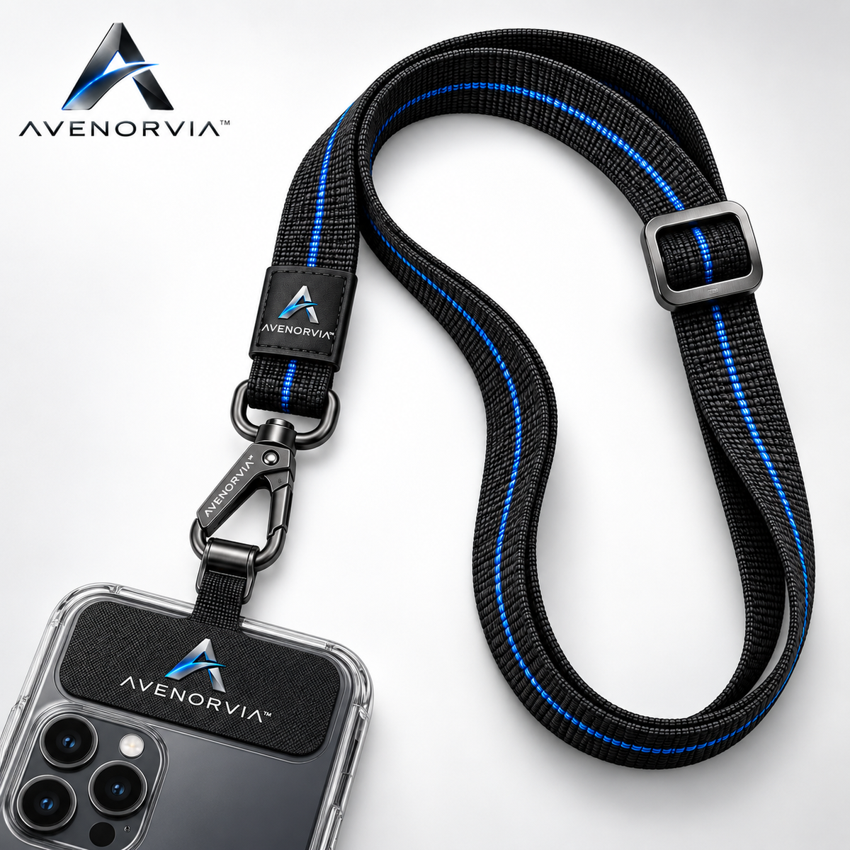 Avenorvia™ Adjustable Crossbody Phone Lanyard – Hands-Free Phone Strap with Universal Tether Tab for Travel, Work & Everyday Carry