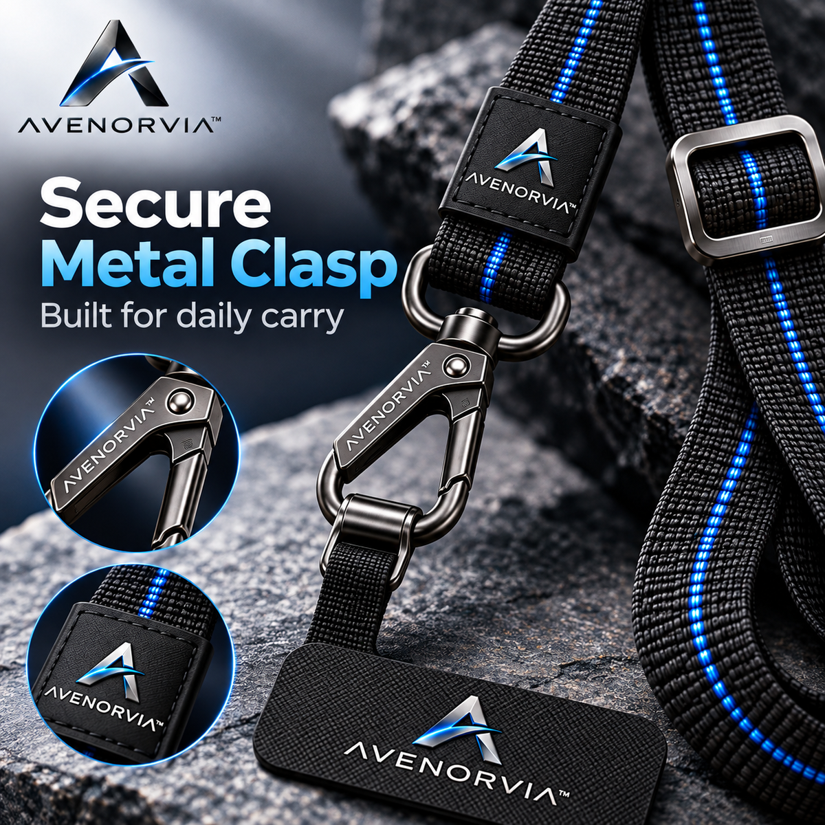 Avenorvia™ Adjustable Crossbody Phone Lanyard – Hands-Free Phone Strap with Universal Tether Tab for Travel, Work & Everyday Carry