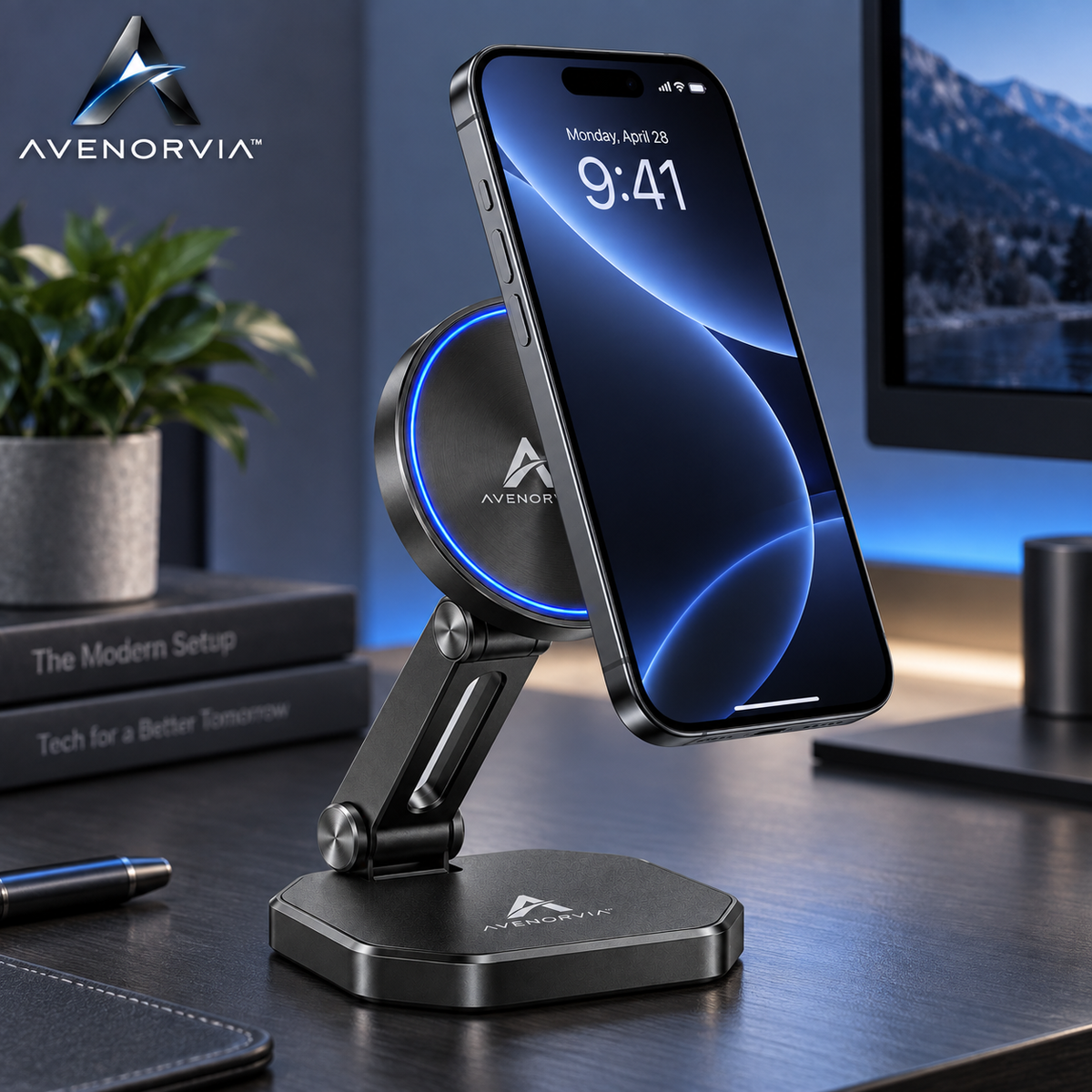 Avenorvia™ PocketFold Adjustable Phone Stand – Compact Fold-Flat Desktop Holder for Work, Travel, Video Calls & Everyday Viewing