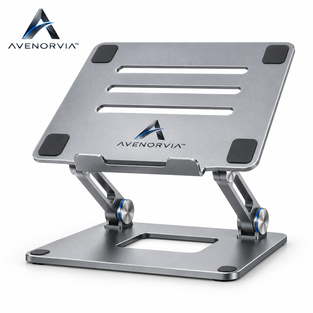 Avenorvia™ ElevateFold Adjustable Laptop Stand – Foldable Ergonomic Desktop Riser for Work, Study & Travel