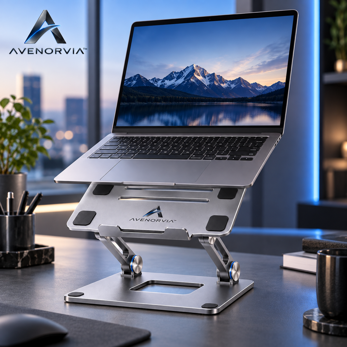 Avenorvia™ ElevateFold Adjustable Laptop Stand – Foldable Ergonomic Desktop Riser for Work, Study & Travel
