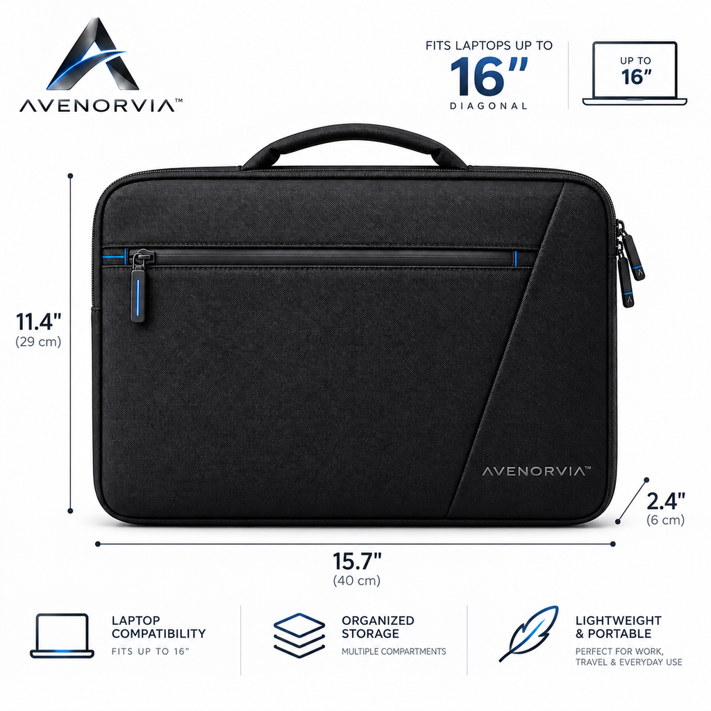 Avenorvia™ UrbanShield Laptop Organizer Bag – Padded Computer Sleeve with Accessory Storage for Work, Travel & Everyday Carry