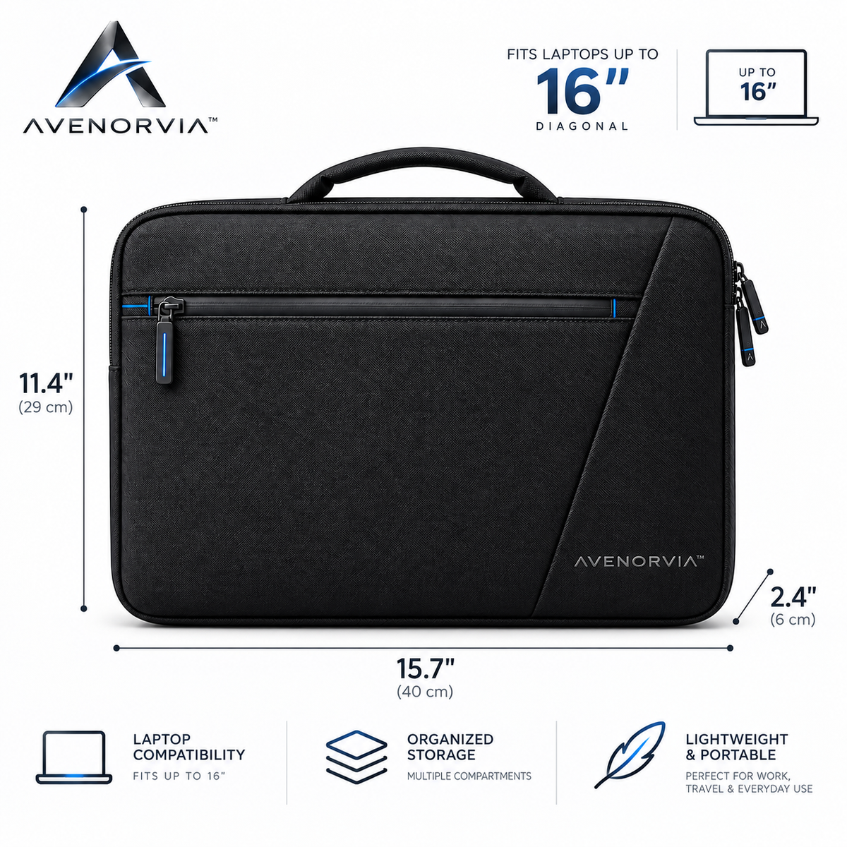 Avenorvia™ UrbanShield Laptop Organizer Bag – Padded Computer Sleeve with Accessory Storage for Work, Travel & Everyday Carry
