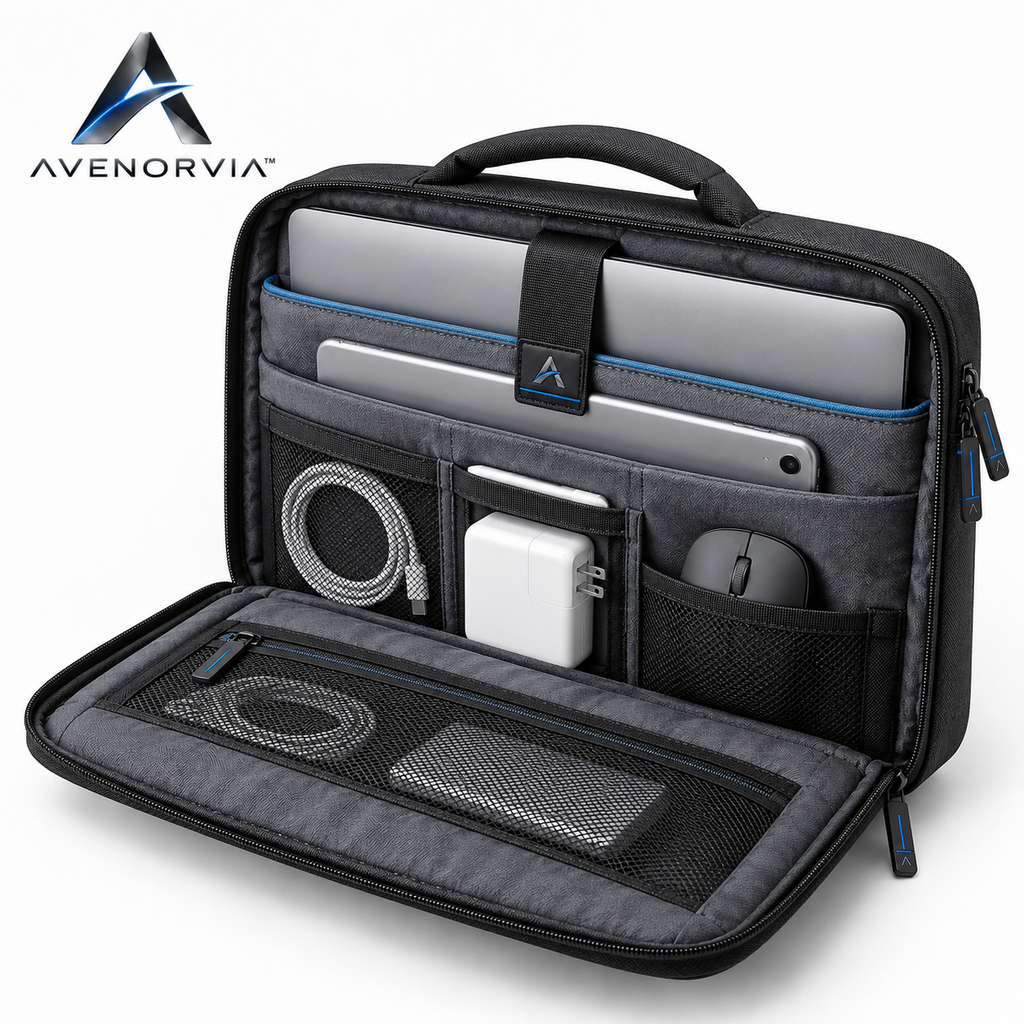 Avenorvia™ UrbanShield Laptop Organizer Bag – Padded Computer Sleeve with Accessory Storage for Work, Travel & Everyday Carry